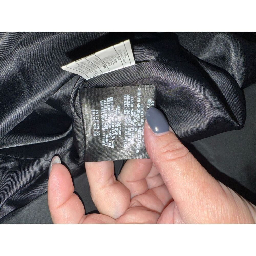 Cole Haan Black Quilted Down Feather Long Hooded Puffer Coat sz 2X EUC - Picture 9 of 9